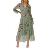 imageANRABESS Womens Floral Long Sleeve Maxi Dress V Neck Chiffon Flowy Boho ALine 2025 Fall Wedding Guest Party Wrap DressesFloral Green