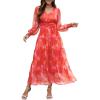 imageANRABESS Womens Floral Long Sleeve Maxi Dress V Neck Chiffon Flowy Boho ALine 2025 Fall Wedding Guest Party Wrap DressesFloral Red