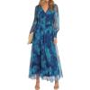 imageANRABESS Womens Floral Maxi Dress 2025 Fall V Neck Puff Long Sleeve Flowy Casual Wedding Guest Tee Party Tulle DressesFloral Green