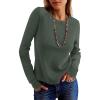 imageANRABESS Womens Long Sleeve Waffle Knit Shirts Casual Slim Fitted Crew Neck Thermal Tops Basic Tee 2025 Fall Trendy OutfitsArmy Green