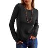 imageANRABESS Womens Long Sleeve Waffle Knit Shirts Casual Slim Fitted Crew Neck Thermal Tops Basic Tee 2025 Fall Trendy OutfitsBlack