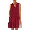 imageANRABESS Womens Mini Dresses Sleeveless V Neck Tiered Swing Going Out Beach Vacation Sundress 2025 Summer Casual OutfitsWine Red