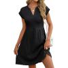 imageANRABESS Womens Summer V Neck Cap Sleeve Tunic Short Dress 2025 Casual Fit Textured Aline Beach Vacation SundressBlack