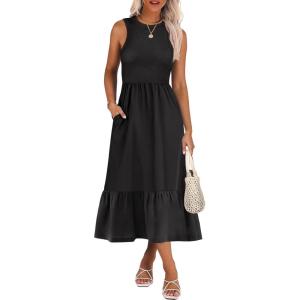 imageANRABESS Women Midi Dresses 2025 Summer Casual Sleeveless Sundress High Neck Tank Top Racerback Flowy Beach Dress  PocketsBlack
