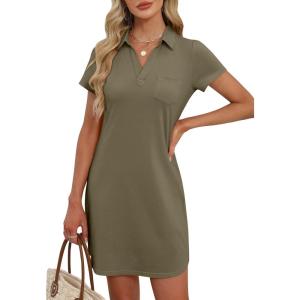 imageANRABESS Womens Casual Summer T Shirt Dress Short Sleeve V Neck Mini Shift Dresses 2025 Fashion Vacation Travel OutfitArmy Green
