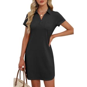 imageANRABESS Womens Casual Summer T Shirt Dress Short Sleeve V Neck Mini Shift Dresses 2025 Fashion Vacation Travel OutfitBlack