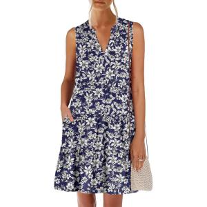 imageANRABESS Womens Mini Dresses Sleeveless V Neck Tiered Swing Going Out Beach Vacation Sundress 2025 Summer Casual OutfitsBlue White Floral