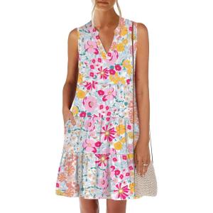 imageANRABESS Womens Mini Dresses Sleeveless V Neck Tiered Swing Going Out Beach Vacation Sundress 2025 Summer Casual OutfitsMulticolor Floral