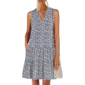 imageANRABESS Womens Mini Dresses Sleeveless V Neck Tiered Swing Going Out Beach Vacation Sundress 2025 Summer Casual OutfitsWhite Floral