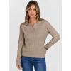 imageANRABESS Womens Cable Knit Sweaters Long Sleeve V Neck Sweater Tops Casual Pullover Polo Shirts 2025 Fall Fashion OutfitsBright Tan