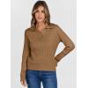 imageANRABESS Womens Cable Knit Sweaters Long Sleeve V Neck Sweater Tops Casual Pullover Polo Shirts 2025 Fall Fashion OutfitsTan