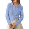 imageANRABESS Womens Cable Knit Sweaters Long Sleeve V Neck Sweater Tops Casual Pullover Polo Shirts 2025 Fall Fashion OutfitsSky