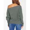 imageANRABESS Womens Off Shoulder Sweaters 2025 Fall Long Batwing Sleeve Loose Fit Knit Tops Casual Pullovers JumpersGrey Green