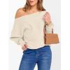 imageANRABESS Womens Off Shoulder Sweaters 2025 Fall Long Batwing Sleeve Loose Fit Knit Tops Casual Pullovers JumpersParchment