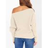 imageANRABESS Womens Off Shoulder Sweaters 2025 Fall Long Batwing Sleeve Loose Fit Knit Tops Casual Pullovers JumpersParchment