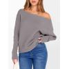 imageANRABESS Womens Off Shoulder Sweaters 2025 Fall Long Batwing Sleeve Loose Fit Knit Tops Casual Pullovers JumpersPurple Taupe