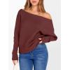 imageANRABESS Womens Off Shoulder Sweaters 2025 Fall Long Batwing Sleeve Loose Fit Knit Tops Casual Pullovers JumpersRust