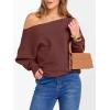 imageANRABESS Womens Off Shoulder Sweaters 2025 Fall Long Batwing Sleeve Loose Fit Knit Tops Casual Pullovers JumpersRust