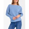 imageANRABESS Womens Off Shoulder Sweaters 2025 Fall Long Batwing Sleeve Loose Fit Knit Tops Casual Pullovers JumpersSky