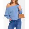 imageANRABESS Womens Off Shoulder Sweaters 2025 Fall Long Batwing Sleeve Loose Fit Knit Tops Casual Pullovers JumpersSky