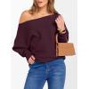 imageANRABESS Womens Off Shoulder Sweaters 2025 Fall Long Batwing Sleeve Loose Fit Knit Tops Casual Pullovers JumpersWine Red