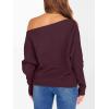 imageANRABESS Womens Off Shoulder Sweaters 2025 Fall Long Batwing Sleeve Loose Fit Knit Tops Casual Pullovers JumpersWine Red
