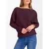 imageANRABESS Womens Off Shoulder Sweaters 2025 Fall Long Batwing Sleeve Loose Fit Knit Tops Casual Pullovers JumpersWine Red