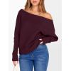 imageANRABESS Womens Off Shoulder Sweaters 2025 Fall Long Batwing Sleeve Loose Fit Knit Tops Casual Pullovers JumpersWine Red