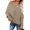 imageANRABESS Womens Off Shoulder Sweaters 2025 Fall Long Batwing Sleeve Loose Fit Knit Tops Casual Pullovers JumpersBright Tan