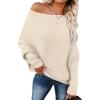 imageANRABESS Womens Off Shoulder Sweaters 2025 Fall Long Batwing Sleeve Loose Fit Knit Tops Casual Pullovers JumpersParchment