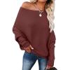 imageANRABESS Womens Off Shoulder Sweaters 2025 Fall Long Batwing Sleeve Loose Fit Knit Tops Casual Pullovers JumpersRust