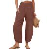 imageANRABESS Womens Wide Leg Palazzo Capri Pants 2025 Summer Casual Loose High Waisted Lounge Flowy Cropped Beach Work TrousersBrown Red