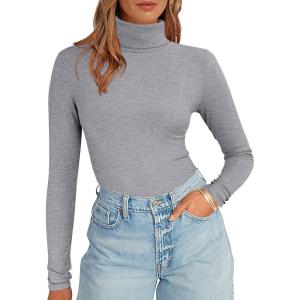 imageANRABESS Womens Long Sleeve Turtleneck Shirts Casual Ribbed Basic Tee Slim Soft Thermal Tops 2025 Fall Going Out ClothesGrey