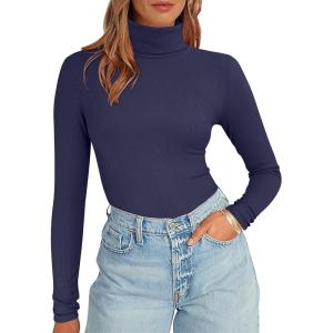 imageANRABESS Womens Long Sleeve Turtleneck Shirts Casual Ribbed Basic Tee Slim Soft Thermal Tops 2025 Fall Going Out ClothesNavy Blue