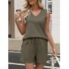 imageANRABESS Two Piece Sets for Women 2025 Summer Outfits Short Matching Lounge Set Casual V Neck Beach Vacation Travel ClothesArmy Green