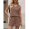 imageANRABESS Two Piece Sets for Women 2025 Summer Outfits Short Matching Lounge Set Casual V Neck Beach Vacation Travel ClothesBrown