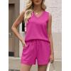 imageANRABESS Two Piece Sets for Women 2025 Summer Outfits Short Matching Lounge Set Casual V Neck Beach Vacation Travel ClothesHot Pink