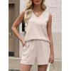 imageANRABESS Two Piece Sets for Women 2025 Summer Outfits Short Matching Lounge Set Casual V Neck Beach Vacation Travel ClothesLight Taupe