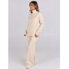 imageANRABESS Womens 2 Piece Outfits Turtleneck Matching Lounge Set Sweater Top Wide Leg Pants Fall Cozy Knit Sweatsuit LoungewearAprticot