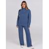 imageANRABESS Womens 2 Piece Outfits Turtleneck Matching Lounge Set Sweater Top Wide Leg Pants Fall Cozy Knit Sweatsuit LoungewearBlue