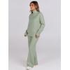 imageANRABESS Womens 2 Piece Outfits Turtleneck Matching Lounge Set Sweater Top Wide Leg Pants Fall Cozy Knit Sweatsuit LoungewearLight Green