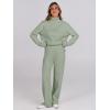 imageANRABESS Womens 2 Piece Outfits Turtleneck Matching Lounge Set Sweater Top Wide Leg Pants Fall Cozy Knit Sweatsuit LoungewearLight Green