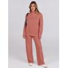 imageANRABESS Womens 2 Piece Outfits Turtleneck Matching Lounge Set Sweater Top Wide Leg Pants Fall Cozy Knit Sweatsuit LoungewearRust