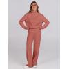 imageANRABESS Womens 2 Piece Outfits Turtleneck Matching Lounge Set Sweater Top Wide Leg Pants Fall Cozy Knit Sweatsuit LoungewearRust