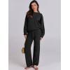 imageANRABESS Womens Fuzzy Fleece Pajama Sets 2 Piece Outfits Long Sleeve Top Wide Leg Pants Lounge Matching Set 2025 Fall WinterBlack