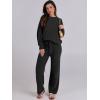 imageANRABESS Womens Fuzzy Fleece Pajama Sets 2 Piece Outfits Long Sleeve Top Wide Leg Pants Lounge Matching Set 2025 Fall WinterBlack