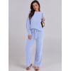 imageANRABESS Womens Fuzzy Fleece Pajama Sets 2 Piece Outfits Long Sleeve Top Wide Leg Pants Lounge Matching Set 2025 Fall WinterBlue