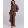 imageANRABESS Womens Fuzzy Fleece Pajama Sets 2 Piece Outfits Long Sleeve Top Wide Leg Pants Lounge Matching Set 2025 Fall WinterBrown