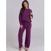 imageANRABESS Womens Fuzzy Fleece Pajama Sets 2 Piece Outfits Long Sleeve Top Wide Leg Pants Lounge Matching Set 2025 Fall WinterDeep Viole