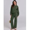 imageANRABESS Womens Fuzzy Fleece Pajama Sets 2 Piece Outfits Long Sleeve Top Wide Leg Pants Lounge Matching Set 2025 Fall WinterLawn Green